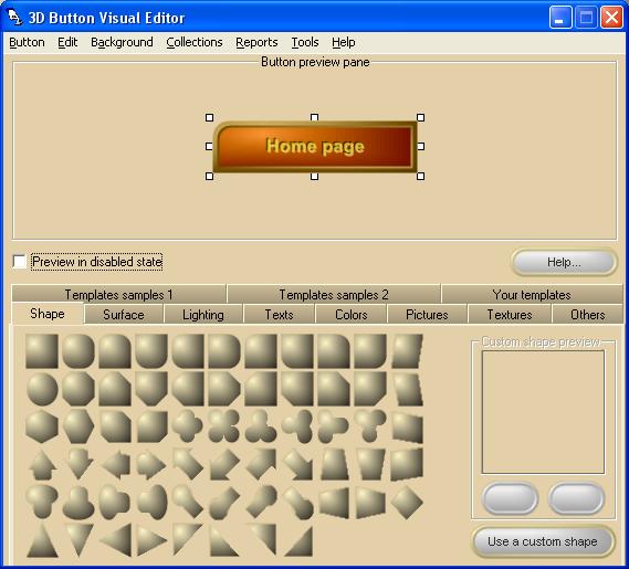 WYSIWYG  application that allows the user to create 3D outstanding buttons